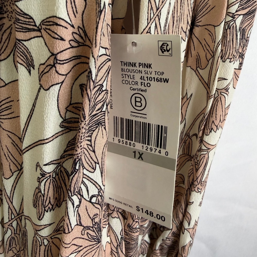 Karen Kane Womens Flowy Floral Peasant Blouse Top 1X NWT $148‎ Romantic Boho - Picture 5 of 12